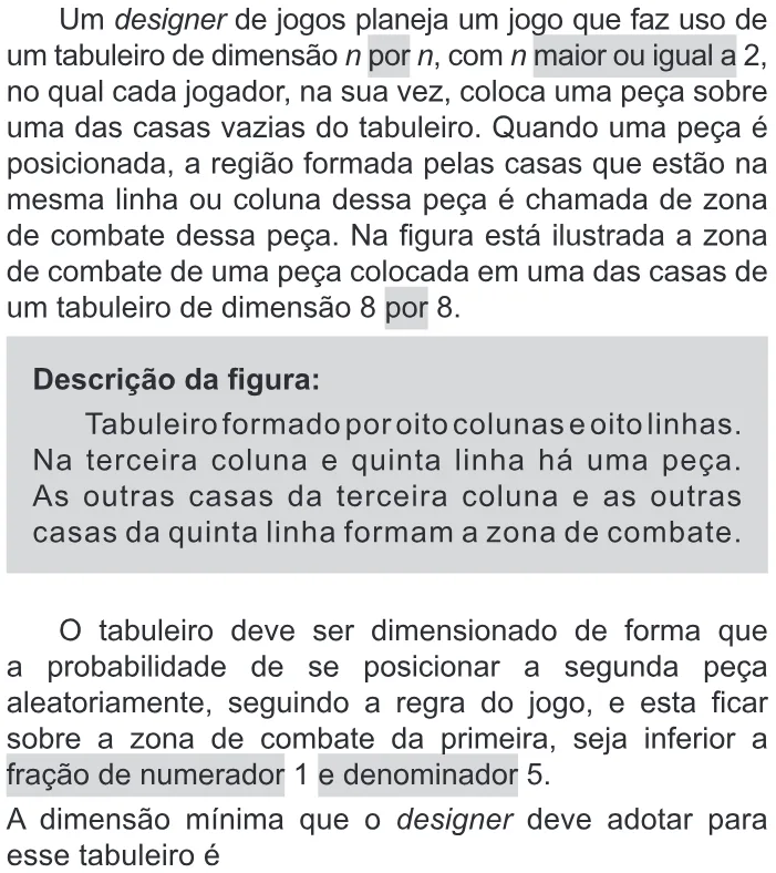 Trecho original com figura, tabela ou fórmula da questão 180 do ENEM 2018 - 2º Dia - Caderno 11 – Laranja (Braile e ledor) – Aplicação regular.
