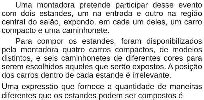 Trecho original com figura, tabela ou fórmula da questão 161 do ENEM 2018 - 2º Dia - Caderno 5 - Amarelo – Aplicação regular.