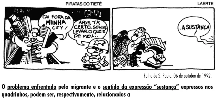 Trecho original com figura, tabela ou fórmula da questão 38 do ENEM 2001 - Caderno Amarelo.