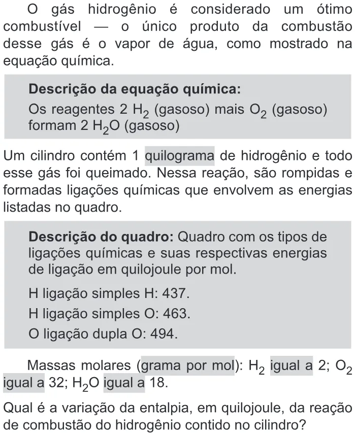 Trecho original com figura, tabela ou fórmula da questão 122 do ENEM 2019 - 2º Dia – Caderno 11 – Laranja – Reaplicação/PPL.