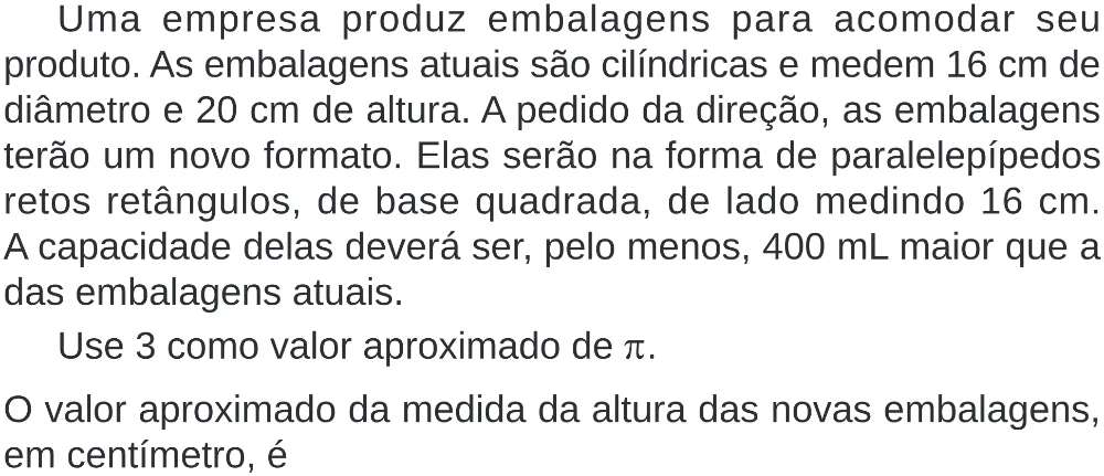 Trecho original com figura, tabela ou fórmula da questão 166 do ENEM 2024 - 2º Dia – Caderno 8 – Verde (Superampliada) – Reaplicação/PPL.