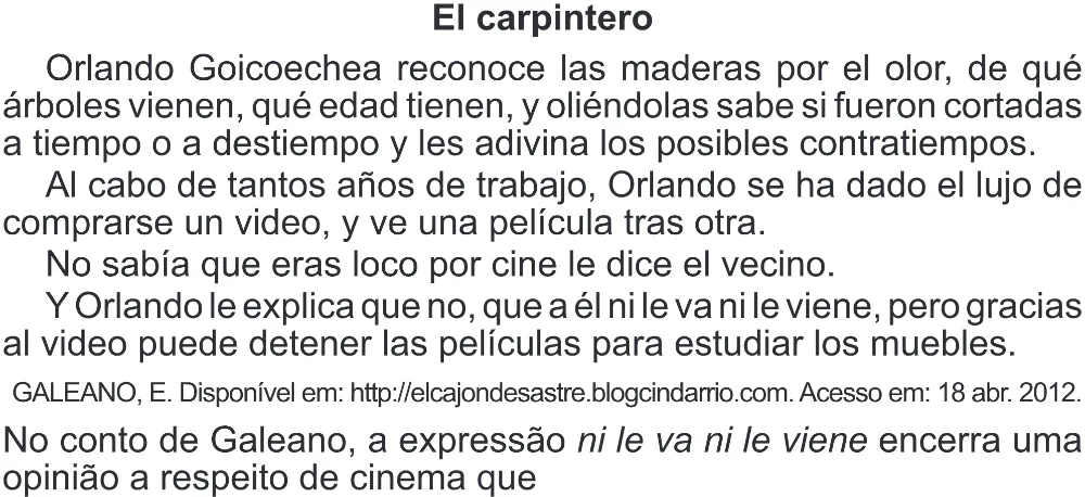 Trecho original com figura, tabela ou fórmula da questão 1 (espanhol) do ENEM 2017 - 1º Dia - Caderno 1 - Azul (Superampliada) – Aplicação regular.