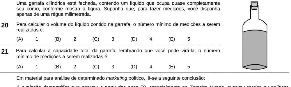 Texto, gráfico ou figura de apoio da questão 20 do ENEM 1999.