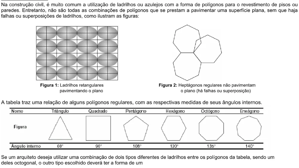 Trecho original com figura, tabela ou fórmula da questão 15 do ENEM 2002 - Caderno Amarelo.