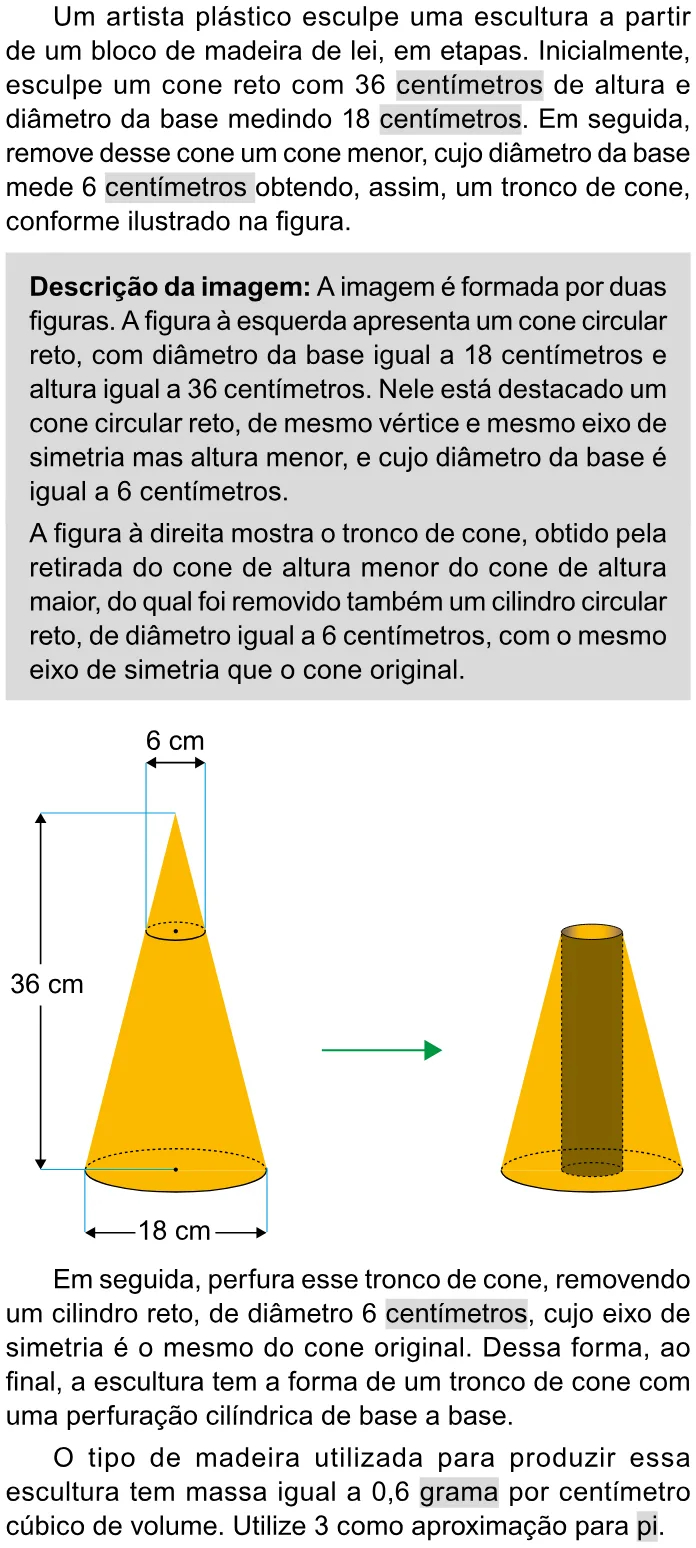 Trecho original com figura, tabela ou fórmula da questão 150 do ENEM 2023 - 2º Dia – Caderno 11 – Laranja (braile e ledor) – Aplicação Regular.