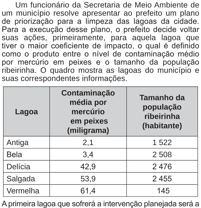 Trecho original com figura, tabela ou fórmula da questão 165 do ENEM 2017 - 2º Dia - Caderno 6 - Cinza – Reaplicação/PPL.