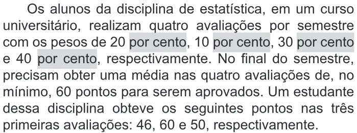 Trecho original com figura, tabela ou fórmula da questão 162 do ENEM 2018 - 2º Dia - Caderno 11 – Laranja (Braile e ledor) – Aplicação regular.