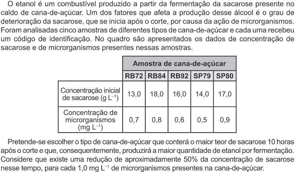 Trecho original com figura, tabela ou fórmula da questão 126 do ENEM 2022 - 2º Dia – Caderno 6 – Cinza (Ampliada) – Aplicação Regular.