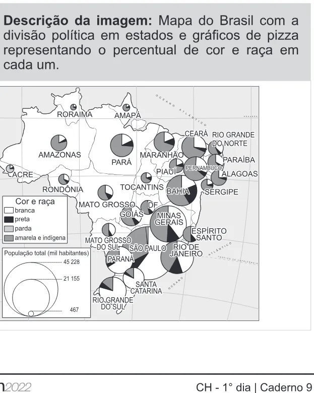 Alternativa B da questão 46 do ENEM 2022 - 1º Dia – Caderno 9 – Laranja (braile e ledor) – Reaplicação/PPL.