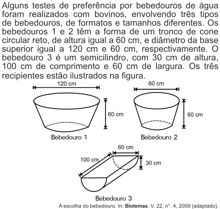 Trecho original com figura, tabela ou fórmula da questão 138 do ENEM 2010 - Dia 2 - Caderno 7 - Azul – Aplicação regular.