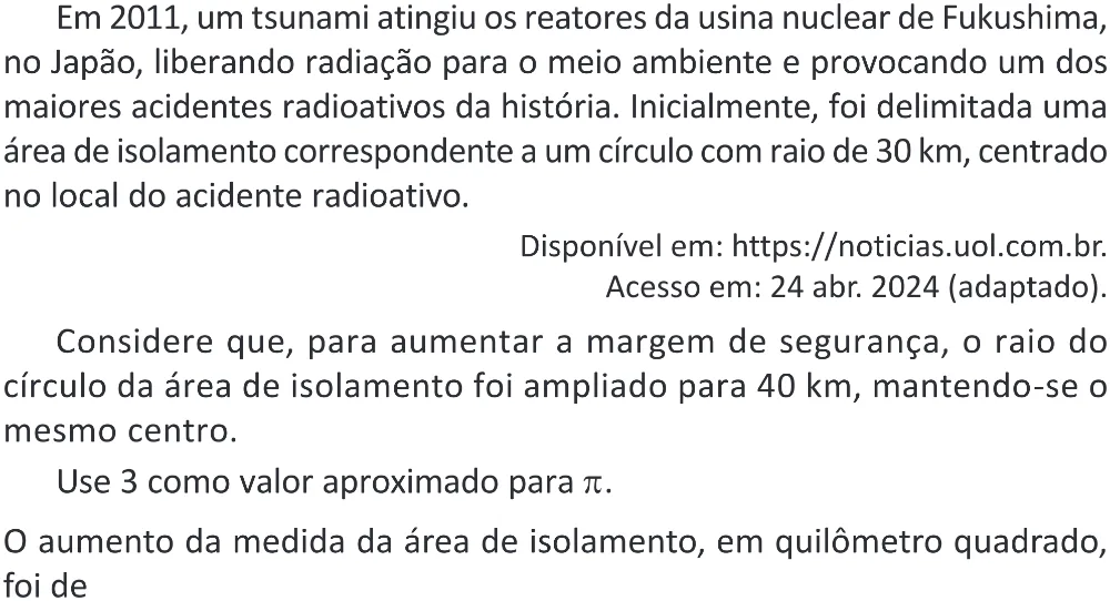 Trecho original com figura, tabela ou fórmula da questão 164 do ENEM 2025 - 2º Dia – Caderno 11 – Laranja (Braile e ledor) – Aplicação Regular - (Superampliada) - Belém, Ananindeua e Marituba.