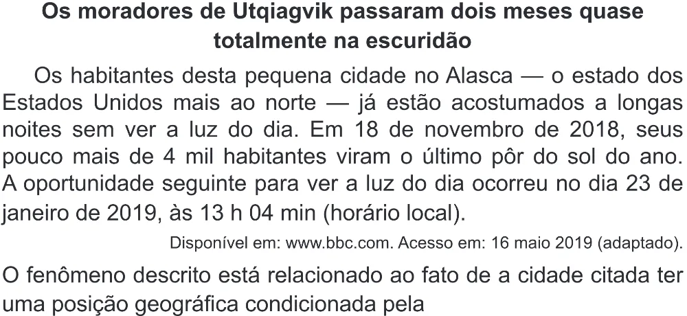 Trecho original com figura, tabela ou fórmula da questão 77 do ENEM 2019 - 1º Dia – Caderno 2 – Amarelo (Superampliada) – Aplicação Regular.