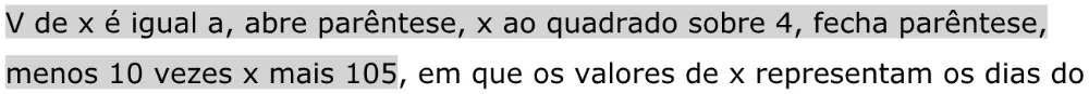 Trecho original com figura, tabela ou fórmula da questão 158 do ENEM 2023 - 2º Dia – Caderno 11 – Laranja (braile e ledor) – Aplicação Regular - Caderno 11 – Laranja – Leitor de tela (NVDA) - Matemática e suas Tecnologias.