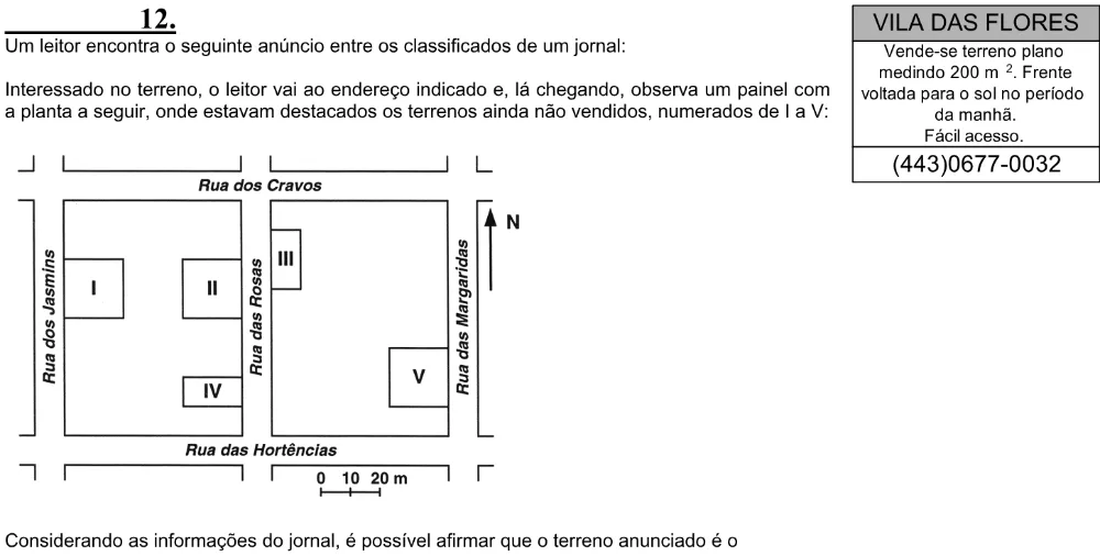 Trecho original com figura, tabela ou fórmula da questão 12 do ENEM 2004 - Caderno Amarelo.