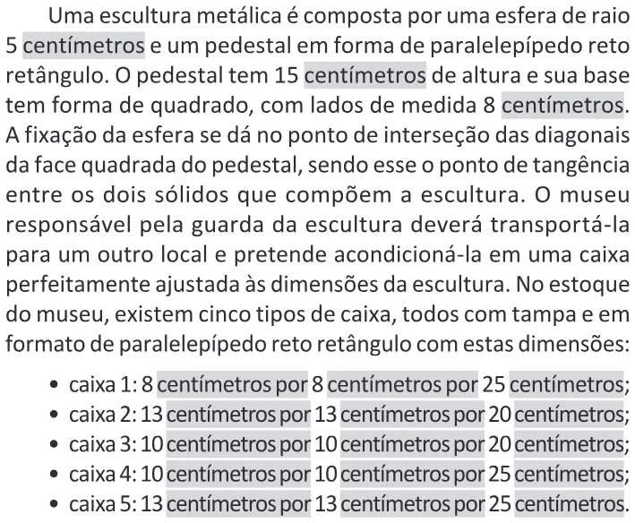 Trecho original com figura, tabela ou fórmula da questão 139 do ENEM 2025 - 2º Dia – Caderno 11 – Laranja (Braile e ledor) – Reaplicação - (Ledor).