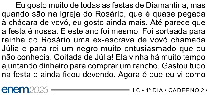 Trecho original com figura, tabela ou fórmula da questão 16 do ENEM 2023 - 1º Dia – Caderno 2 – Amarelo – Reaplicação/PPL.
