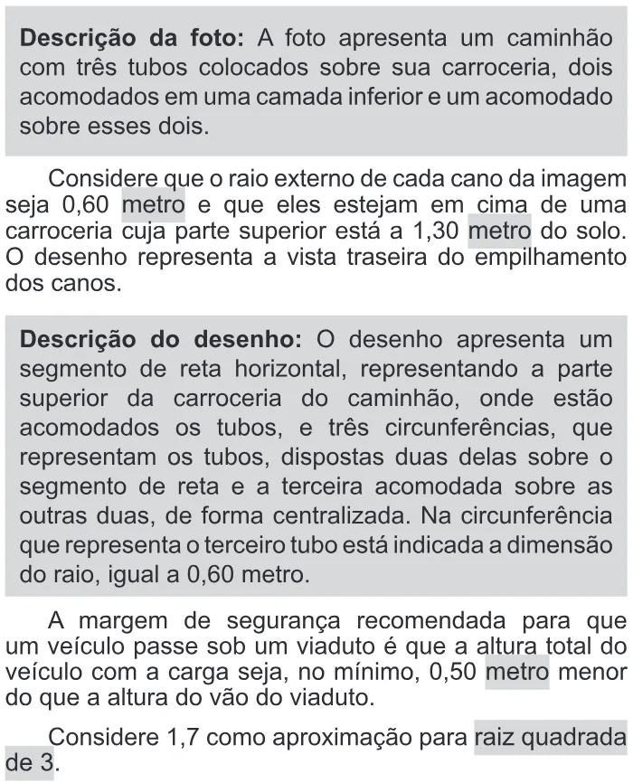 Trecho original com figura, tabela ou fórmula da questão 157 do ENEM 2017 - 2º Dia - Caderno 11 – Laranja (Braile e ledor) – Aplicação regular.