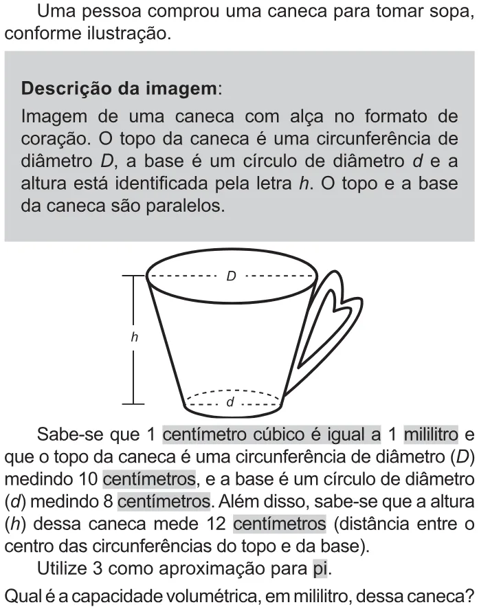 Trecho original com figura, tabela ou fórmula da questão 147 do ENEM 2021 - 2º Dia – Caderno 11 – Laranja (braile e ledor) – Aplicação Regular.