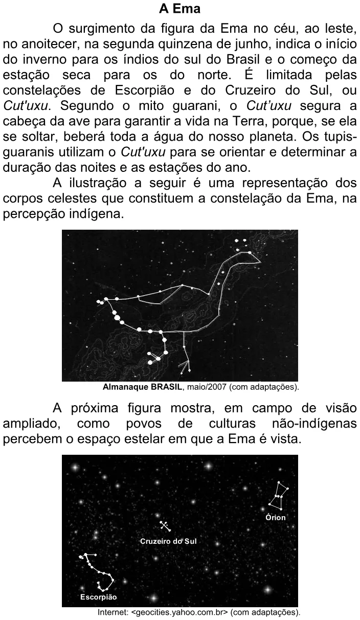 Trecho original com figura, tabela ou fórmula da questão 1 do ENEM 2008 - Caderno Amarelo.