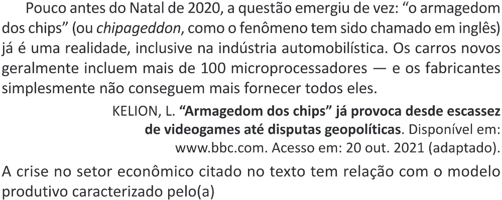 Trecho original com figura, tabela ou fórmula da questão 85 do ENEM 2025 - 1º Dia – Caderno 9 – Laranja (Braile e ledor) – Aplicação Regular - (Superampliada) - Belém, Ananindeua e Marituba.