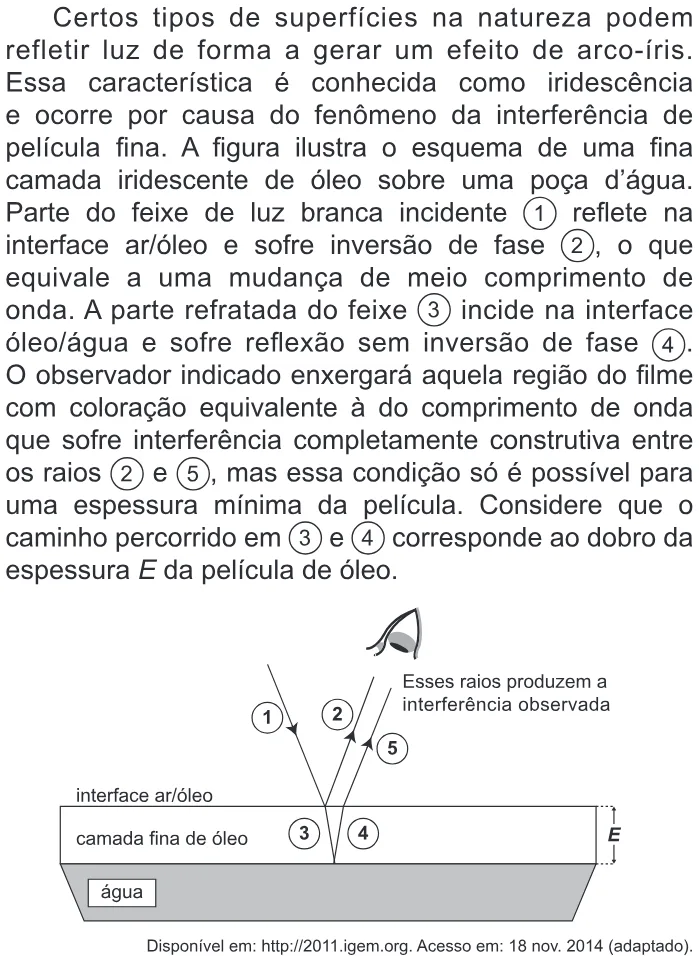 Trecho original com figura, tabela ou fórmula da questão 53 do ENEM 2015 - 1º Dia - Caderno 1 - Azul – Aplicação regular.