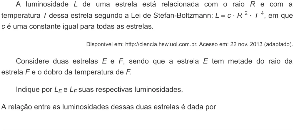Enunciado e fórmula da questão 172 do ENEM digital 2022.