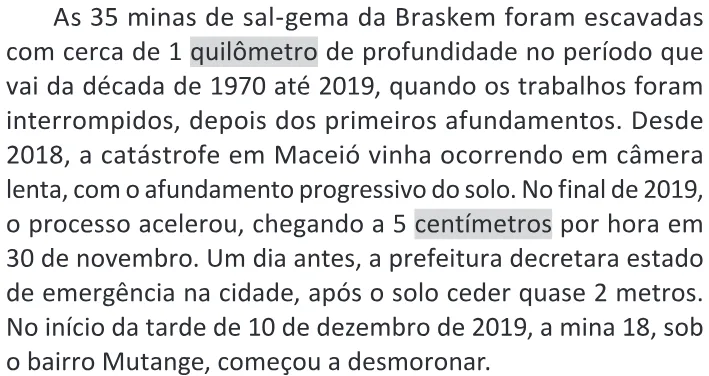 Trecho original com figura, tabela ou fórmula da questão 57 do ENEM 2025 - 1º Dia – Caderno 9 – Laranja (Braile e ledor) – Reaplicação - (Ledor).