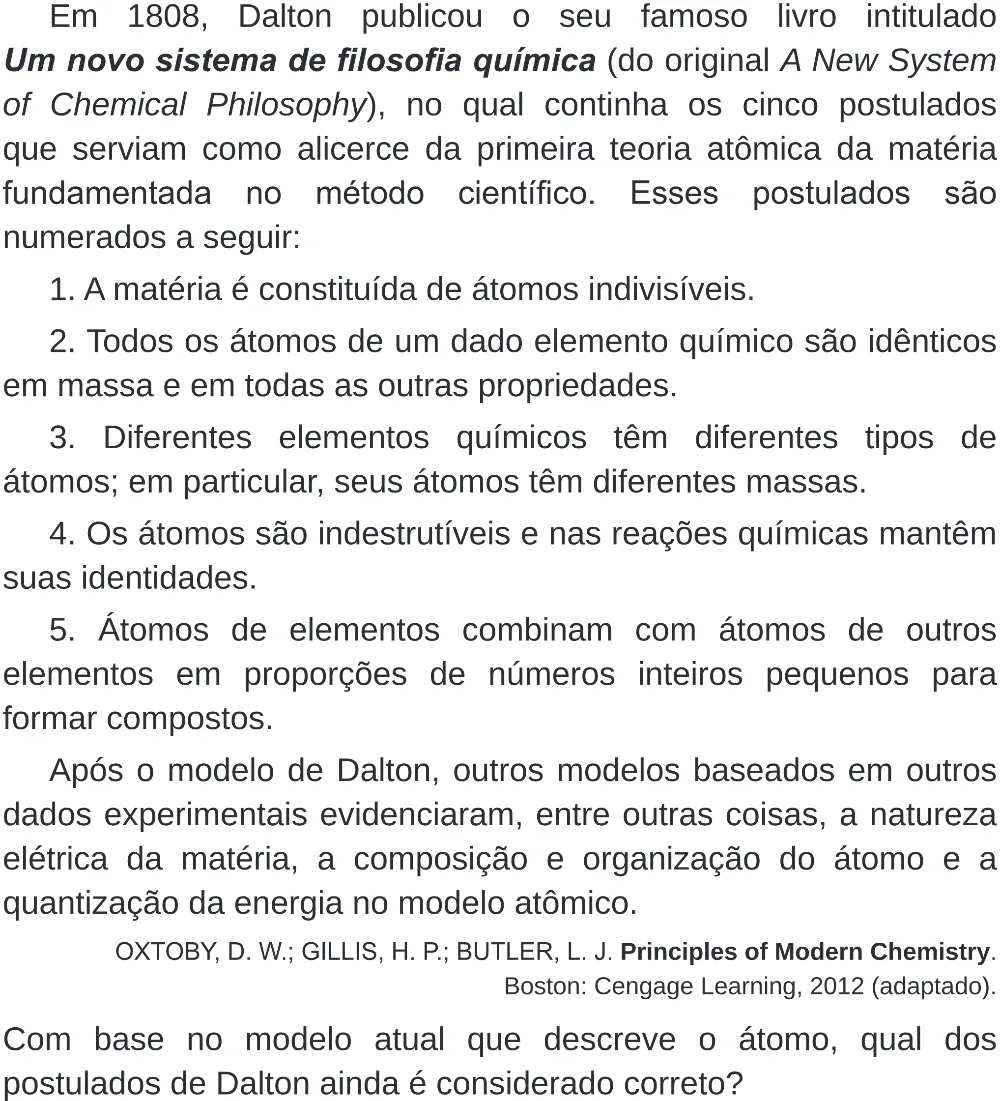 Trecho original com figura, tabela ou fórmula da questão 105 do ENEM 2019 - 2º Dia – Caderno 6 – Cinza (Superampliada) – Aplicação Regular.