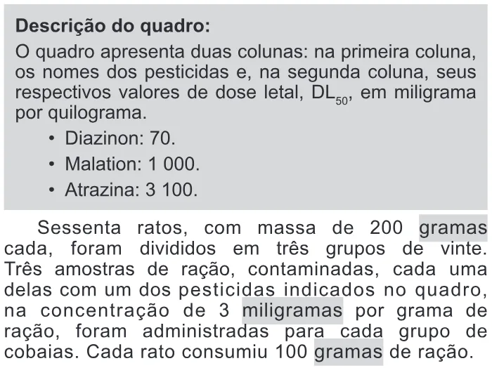 Trecho original com figura, tabela ou fórmula da questão 106 do ENEM 2017 - 2º Dia - Caderno 11 – Laranja (Braile e ledor) – Aplicação regular.