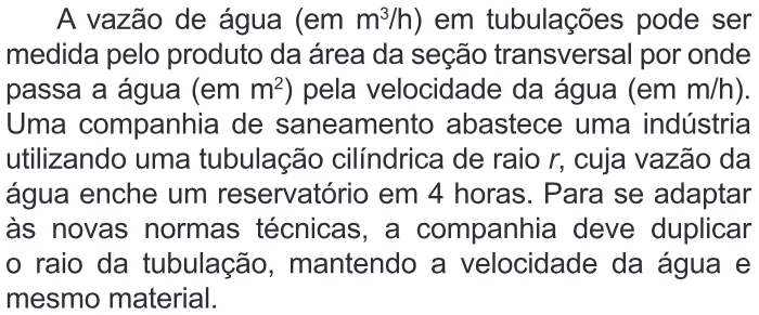 Trecho original com figura, tabela ou fórmula da questão 162 do ENEM 2014 - 2º Dia – Caderno 6 – Cinza – Reaplicação/PPL.