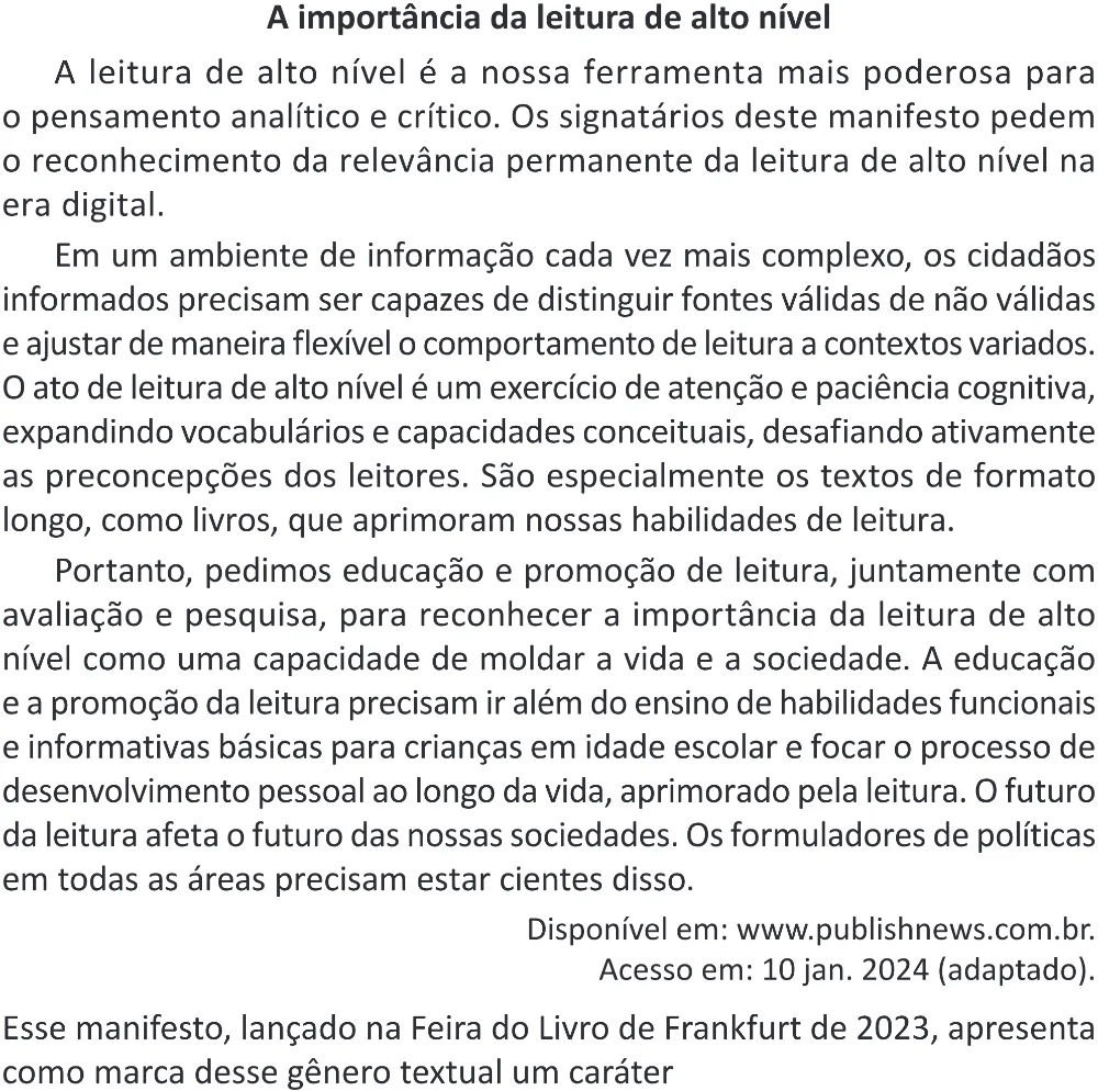 Trecho original com figura, tabela ou fórmula da questão 15 do ENEM 2025 - 1º Dia – Caderno 9 – Laranja (Braile e ledor) – Aplicação Regular - (Superampliada) - Belém, Ananindeua e Marituba.