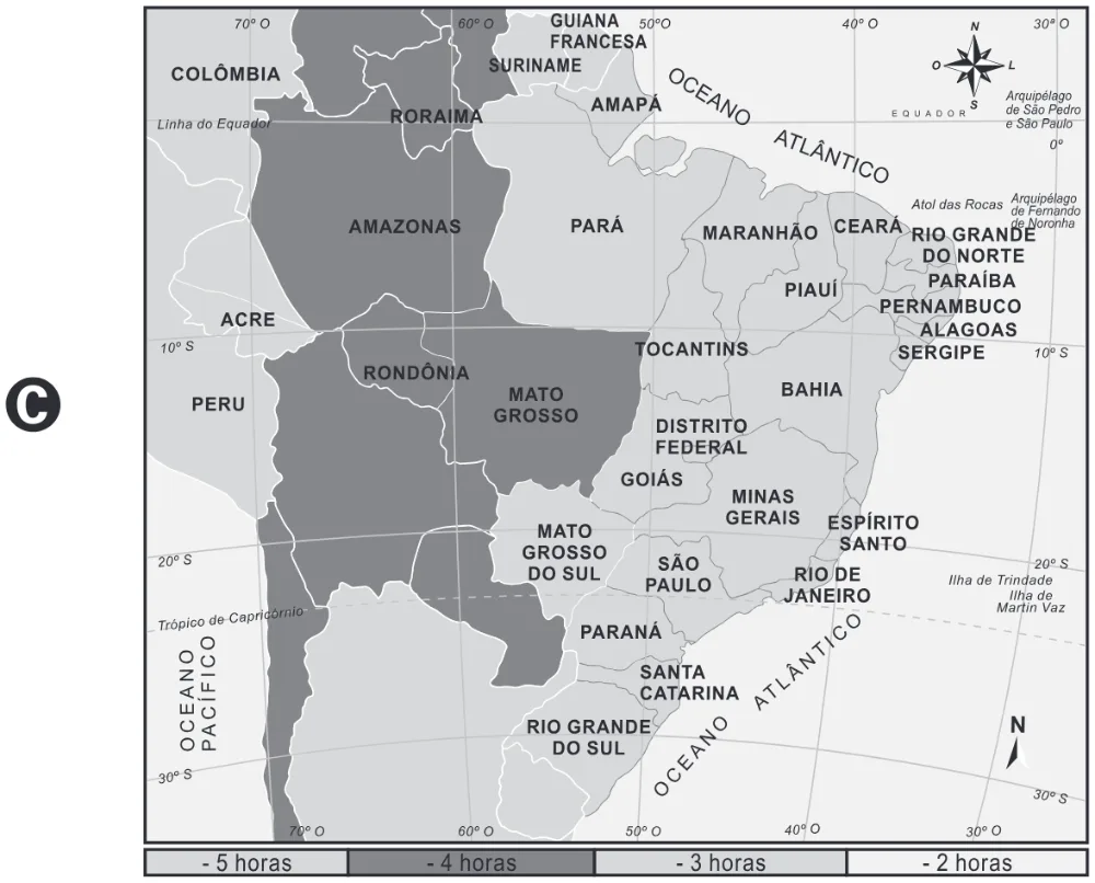 Mapa da alternativa C da questão 46 do ENEM 2022.