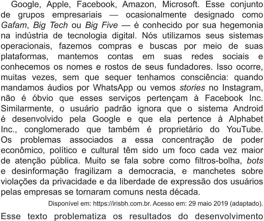 Trecho original com figura, tabela ou fórmula da questão 45 do ENEM 2021 - 1º Dia – Caderno 2 – Amarelo (Superampliada) – Reaplicação/PPL/Segunda Oportunidade.