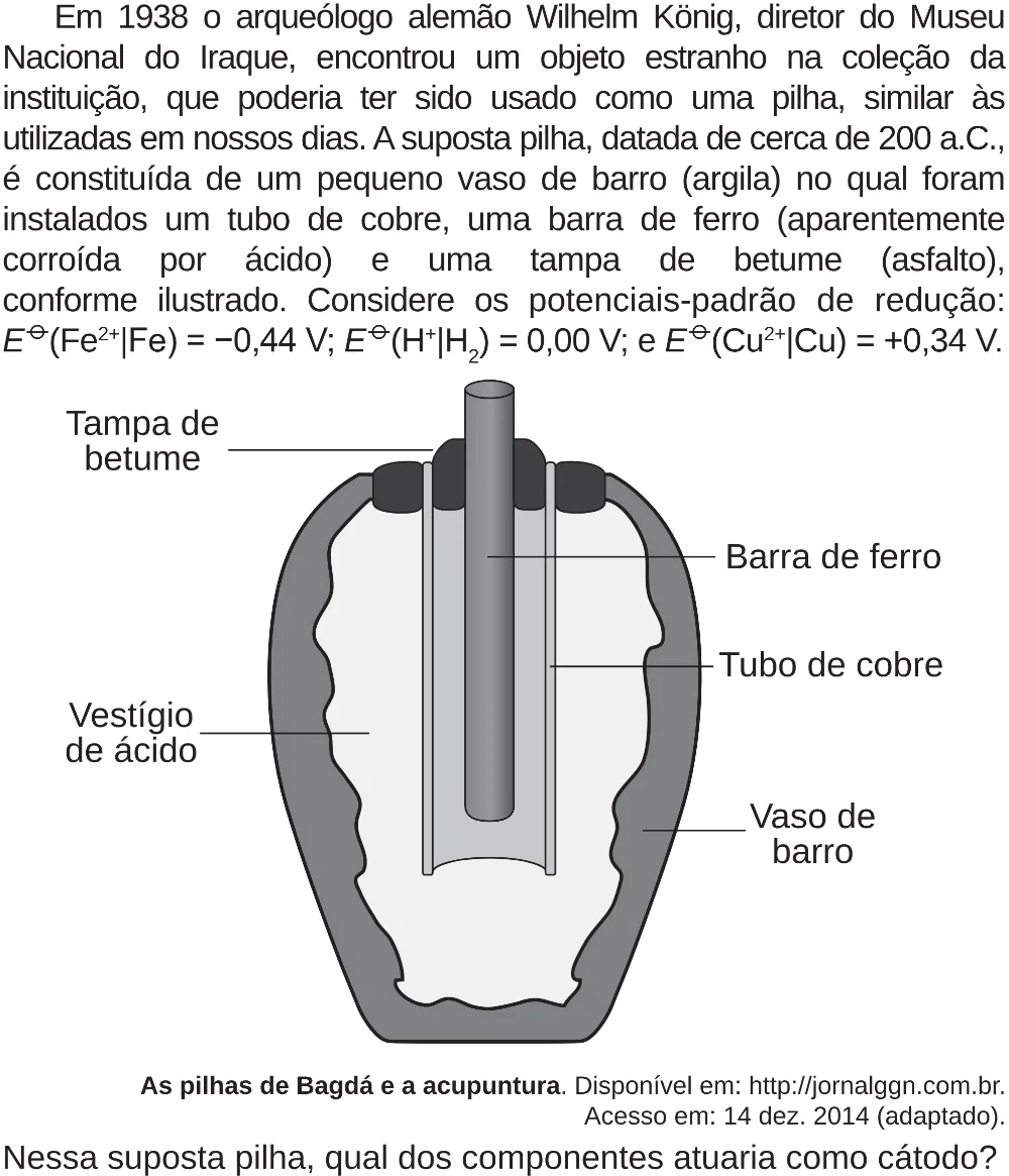 Trecho original com figura, tabela ou fórmula da questão 125 do ENEM 2018 - 2º Dia - Caderno 5 – Amarelo (Superampliada) – Aplicação regular.