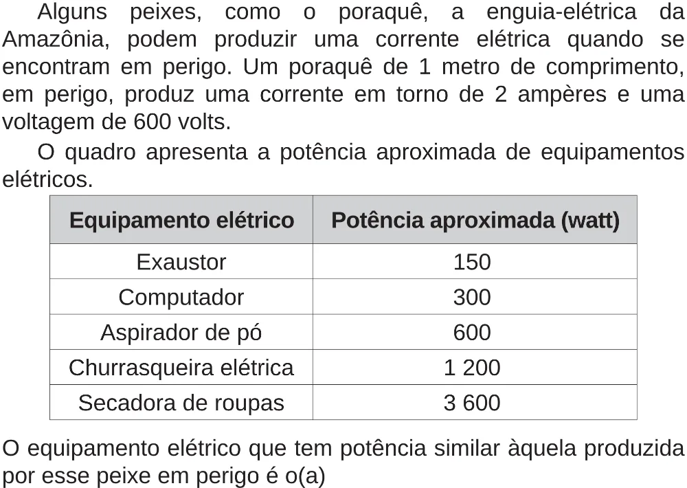 Trecho original com figura, tabela ou fórmula da questão 109 do ENEM 2018 - 2º Dia - Caderno 5 – Amarelo (Superampliada) – Aplicação regular.