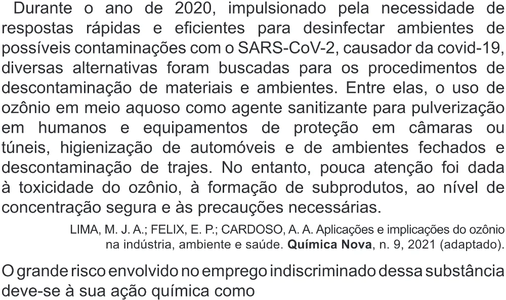 Trecho original com figura, tabela ou fórmula da questão 103 do ENEM 2022 - 2º Dia – Caderno 6 – Cinza (Superampliada) – Aplicação Regular.