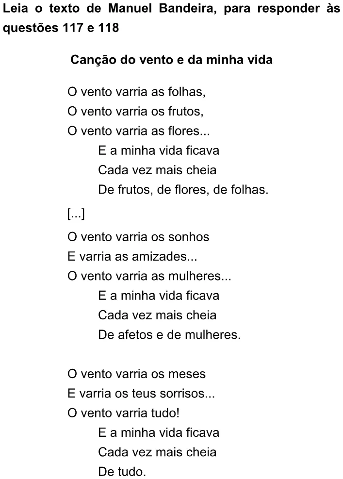 Alternativa E da questão 116 do ENEM 2009 - 2º Dia - Caderno 6 – Cinza - Ledor.