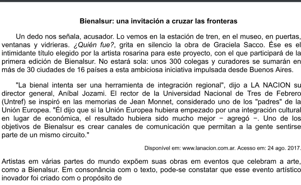 Trecho original com figura, tabela ou fórmula da questão 3 do ENEM 2020 - 1º Dia - Caderno 4 – Rosa – Espanhol – Aplicação digital.