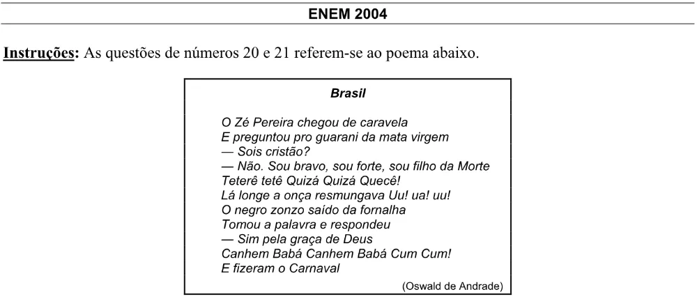 Alternativa E da questão 19 do ENEM 2004 - Caderno Amarelo.