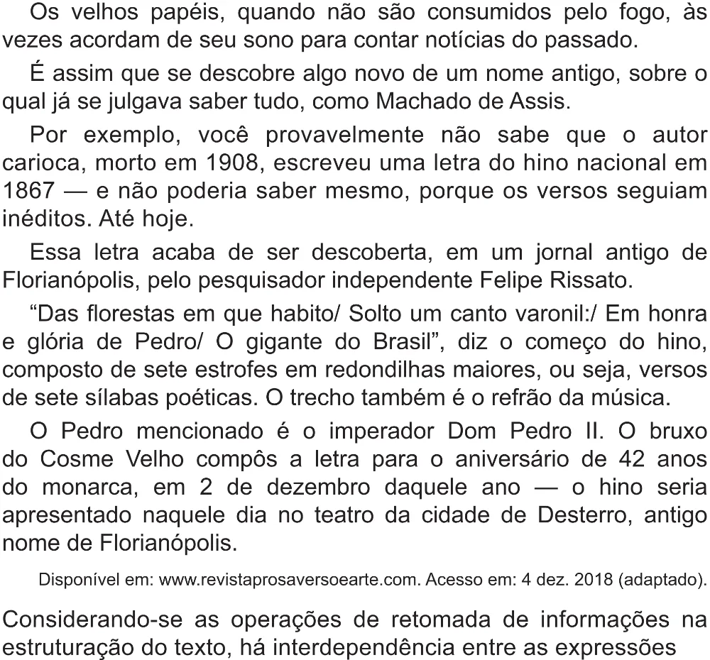 Trecho original com figura, tabela ou fórmula da questão 20 do ENEM 2021 - 1º Dia – Caderno 2 – Amarelo (Superampliada) – Aplicação Regular.