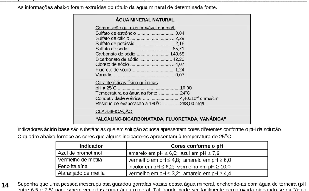 Texto, gráfico ou figura de apoio da questão 14 do ENEM 1999.