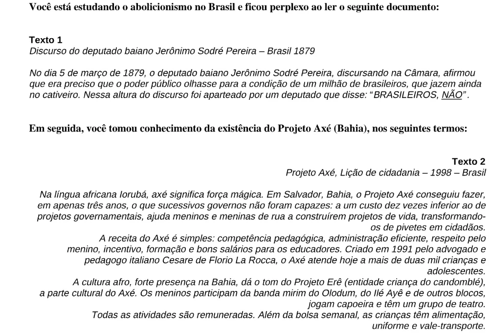 Texto, tabela, gráfico ou figura introdutória das questões 58 do ENEM 1998, reproduzida do caderno oficial.