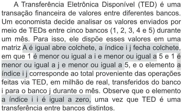 Trecho original com figura, tabela ou fórmula da questão 164 do ENEM 2018 - 2º Dia - Caderno 11 – Laranja (Braile e ledor) – Aplicação regular.