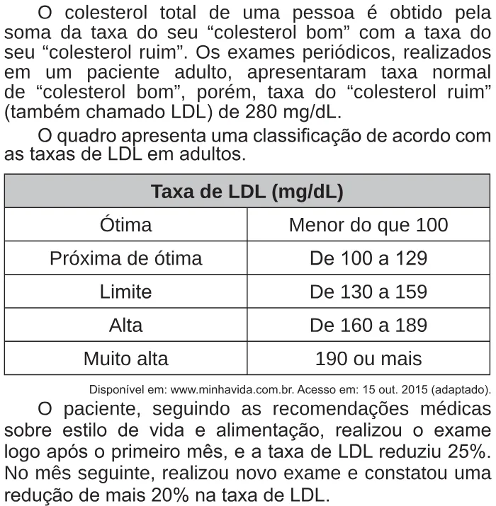 Trecho original com figura, tabela ou fórmula da questão 137 do ENEM 2018 - 2º Dia - Caderno 5 - Amarelo – Aplicação regular.