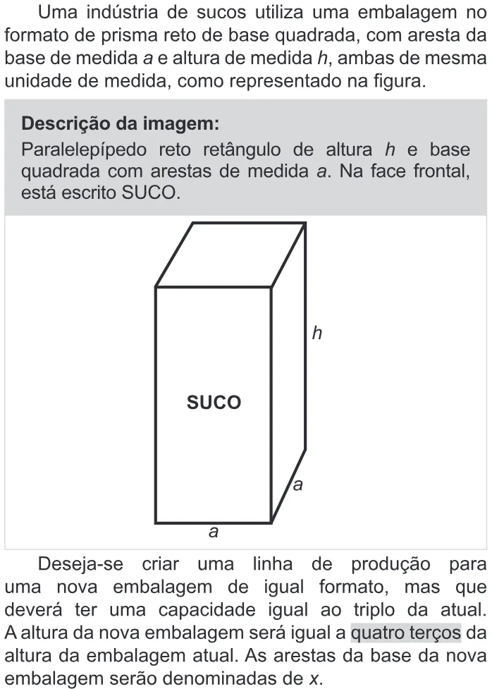 Trecho original com figura, tabela ou fórmula da questão 147 do ENEM 2022 - 2º Dia – Caderno 11 – Laranja (braile e ledor) – Reaplicação/PPL.
