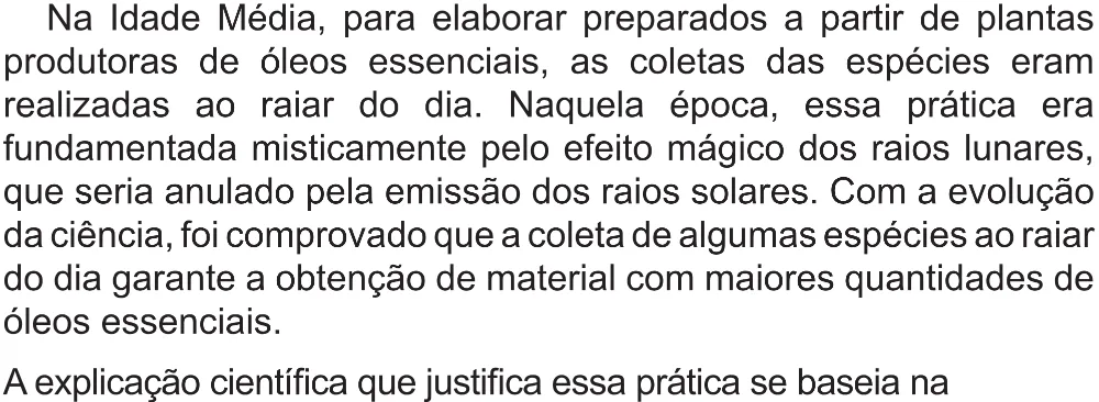 Trecho original com figura, tabela ou fórmula da questão 122 do ENEM 2017 - 2º Dia - Caderno 5 – Amarelo (Superampliada) – Aplicação regular.