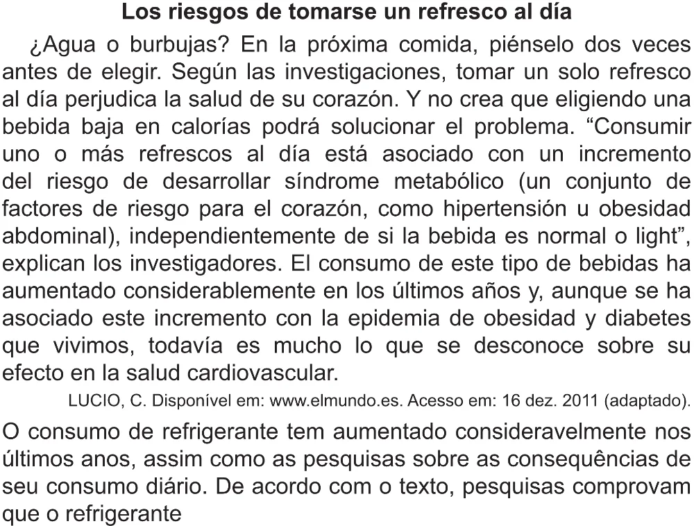 Trecho original com figura, tabela ou fórmula da questão 5 (espanhol) do ENEM 2021 - 1º Dia – Caderno 10 – Verde (Libras – Superampliada) – Aplicação Regular.