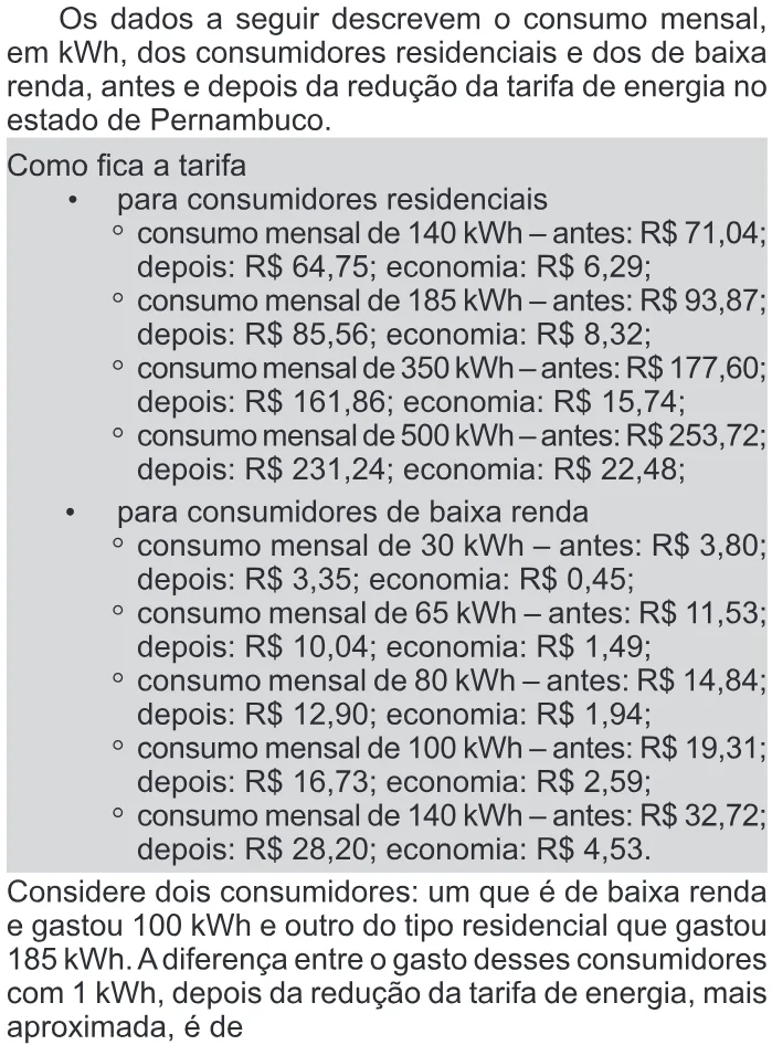 Trecho original com figura, tabela ou fórmula da questão 156 do ENEM 2011 - 2º Dia - Caderno 6 - Cinza – Ledor.