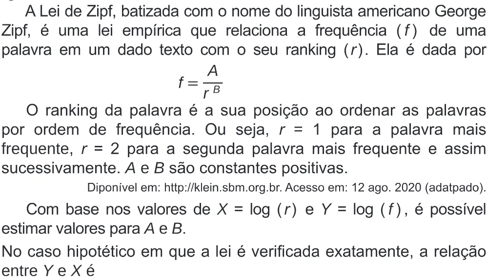 Trecho original com figura, tabela ou fórmula da questão 176 do ENEM 2020 - 2º Dia - Caderno 8 – Rosa (Superampliada) – Aplicação Regular.