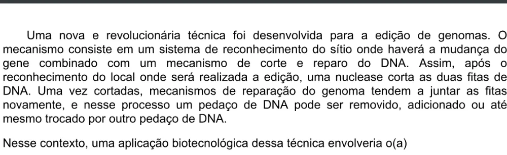 Trecho original com figura, tabela ou fórmula da questão 107 do ENEM 2020 - 2º Dia - Caderno 5 – Amarelo – Aplicação digital.